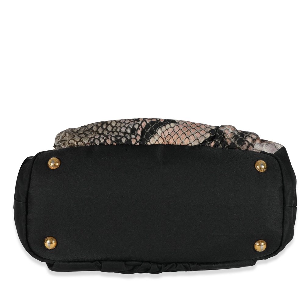Prada Black Pink Python Print Medium Pitone Hobo - image 5